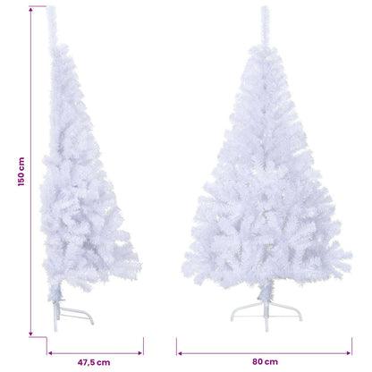 vidaXL Artificial Half Christmas Tree with Stand White 150 cm PVC