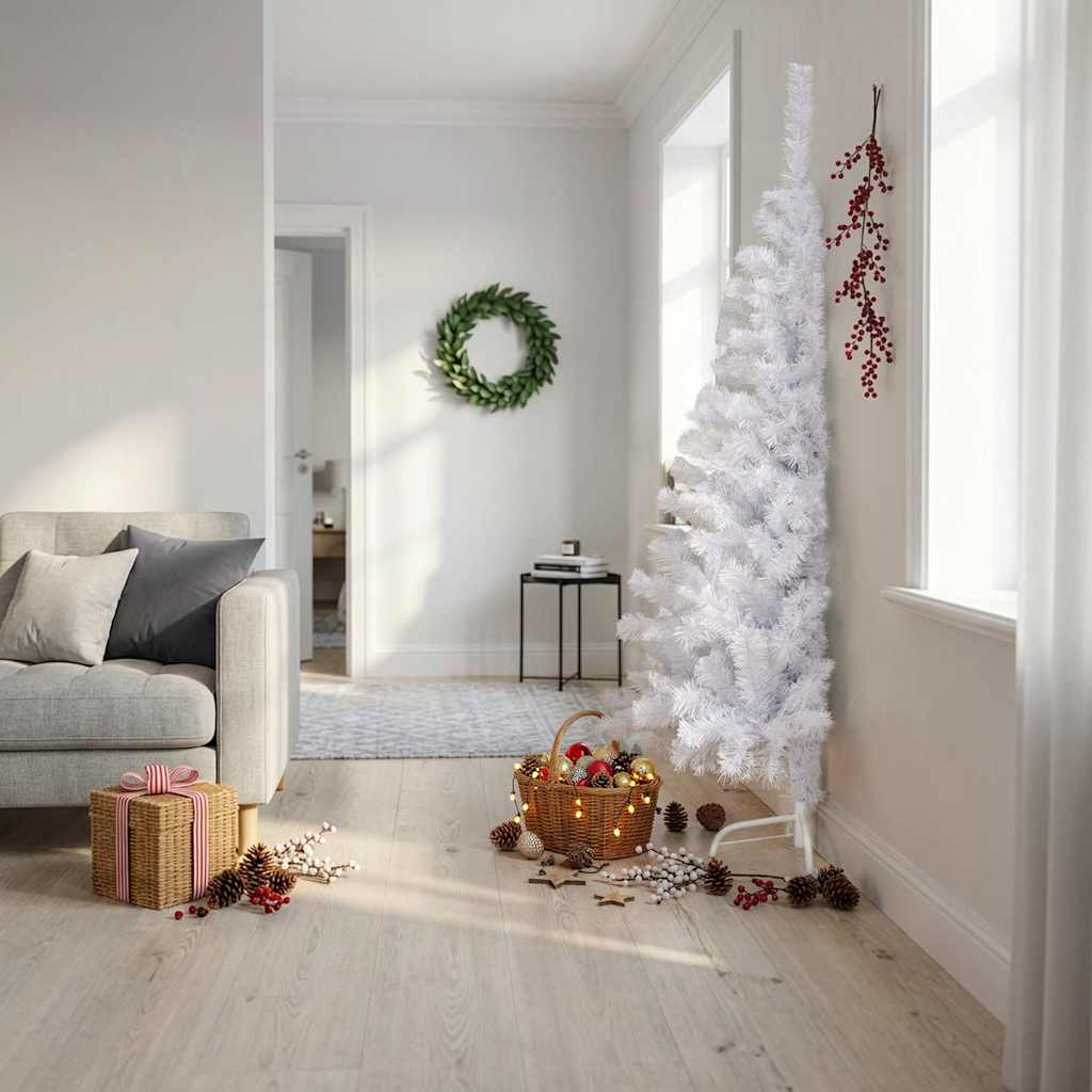 vidaXL Artificial Half Christmas Tree with Stand White 180 cm PVC