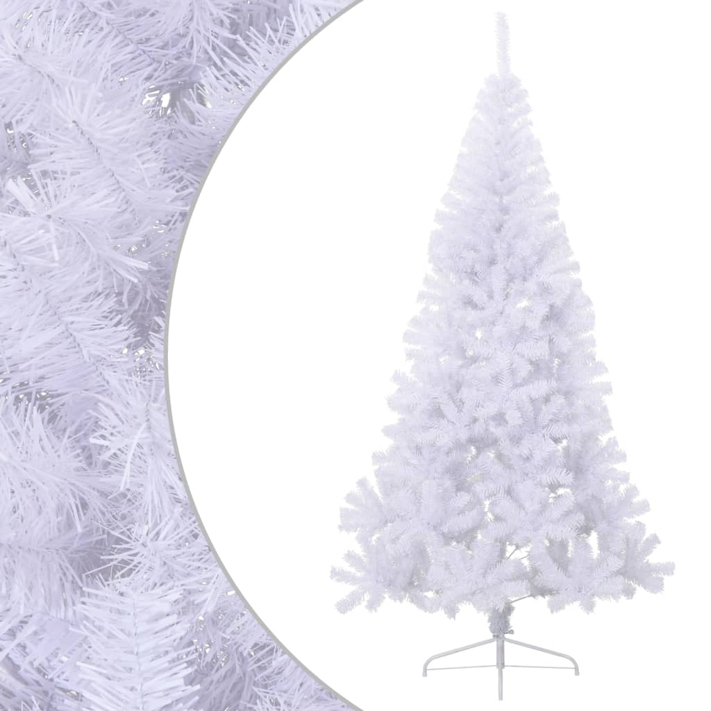 vidaXL Artificial Half Christmas Tree | White | PVC, steel | Large