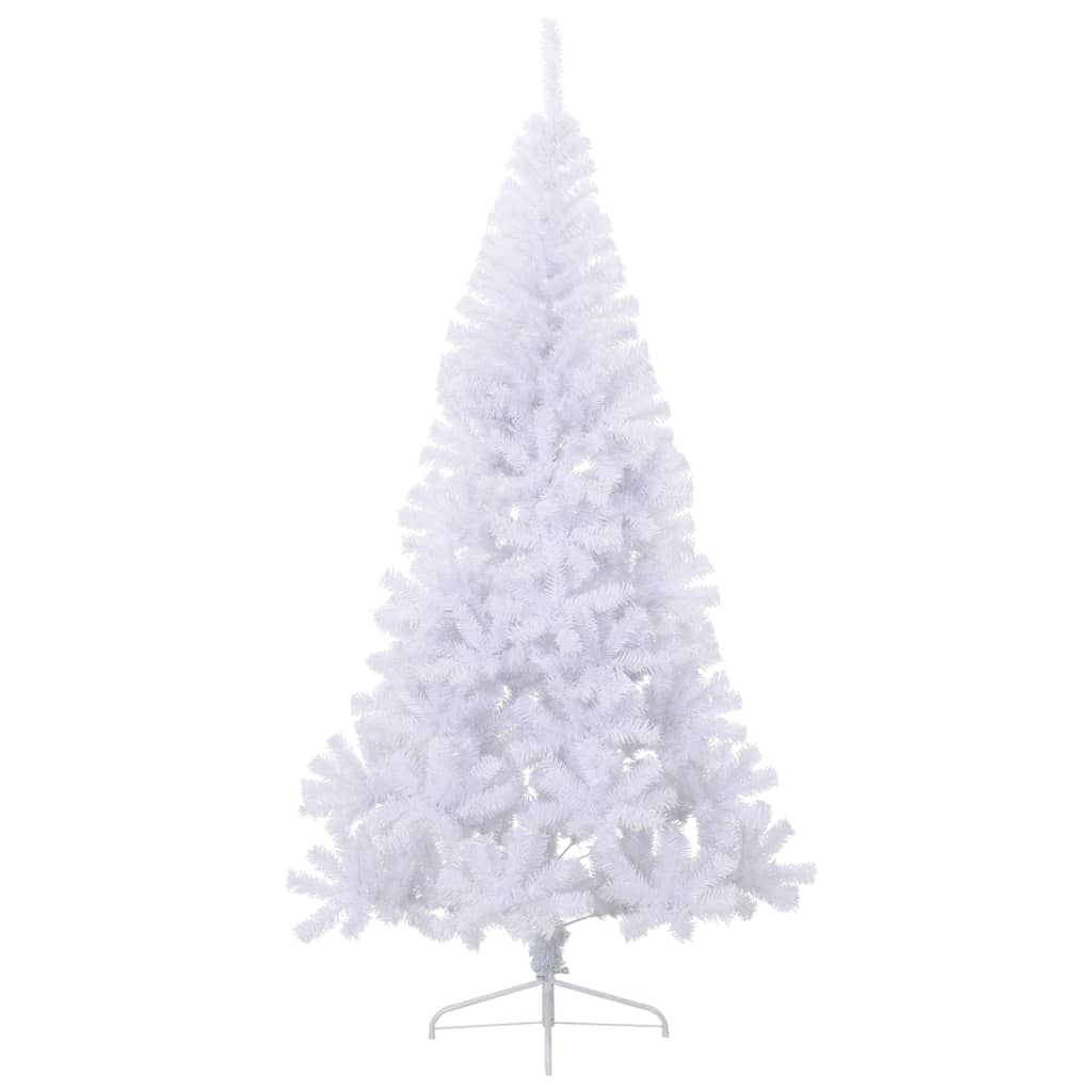 vidaXL Artificial Half Christmas Tree | White | PVC, steel | Large