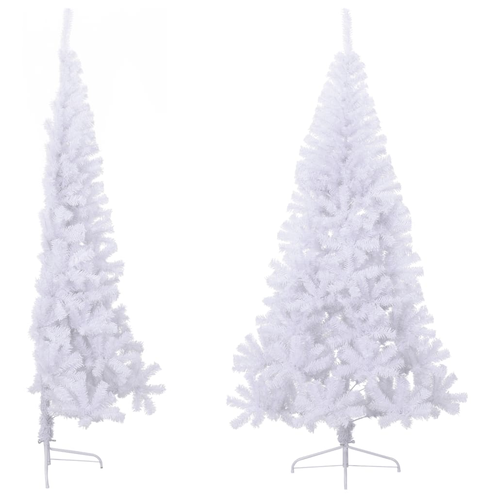 vidaXL Artificial Half Christmas Tree | White | PVC, steel | Large