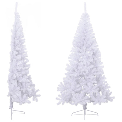 vidaXL Artificial Half Christmas Tree | White | PVC, steel | Large