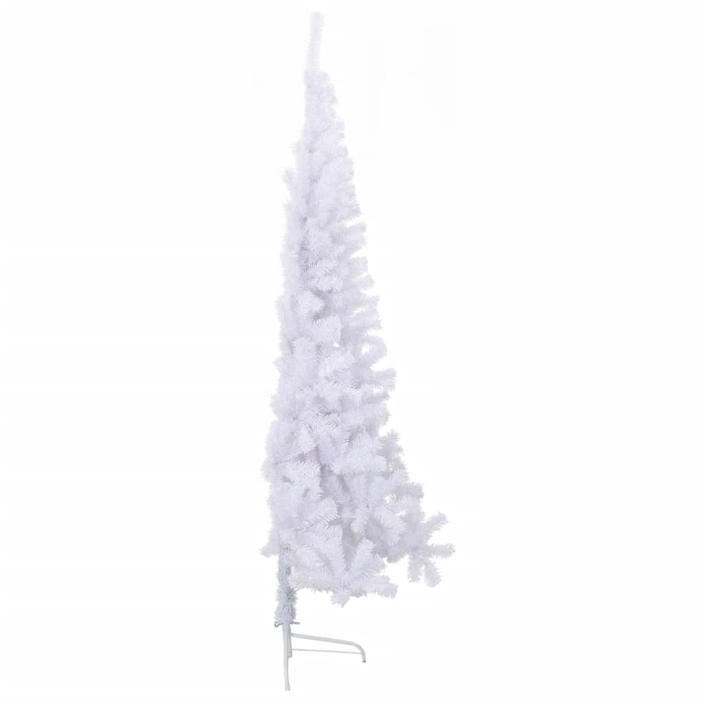 vidaXL Artificial Half Christmas Tree | White | PVC, steel | Large