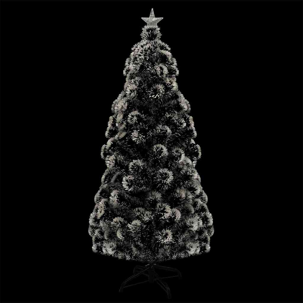 vidaXL Pre-lit Christmas Tree Green and White 150 cm Fibre Optic