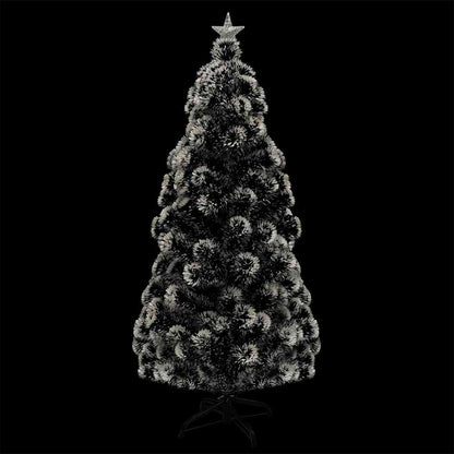 vidaXL Pre-lit Christmas Tree Green and White 150 cm Fibre Optic