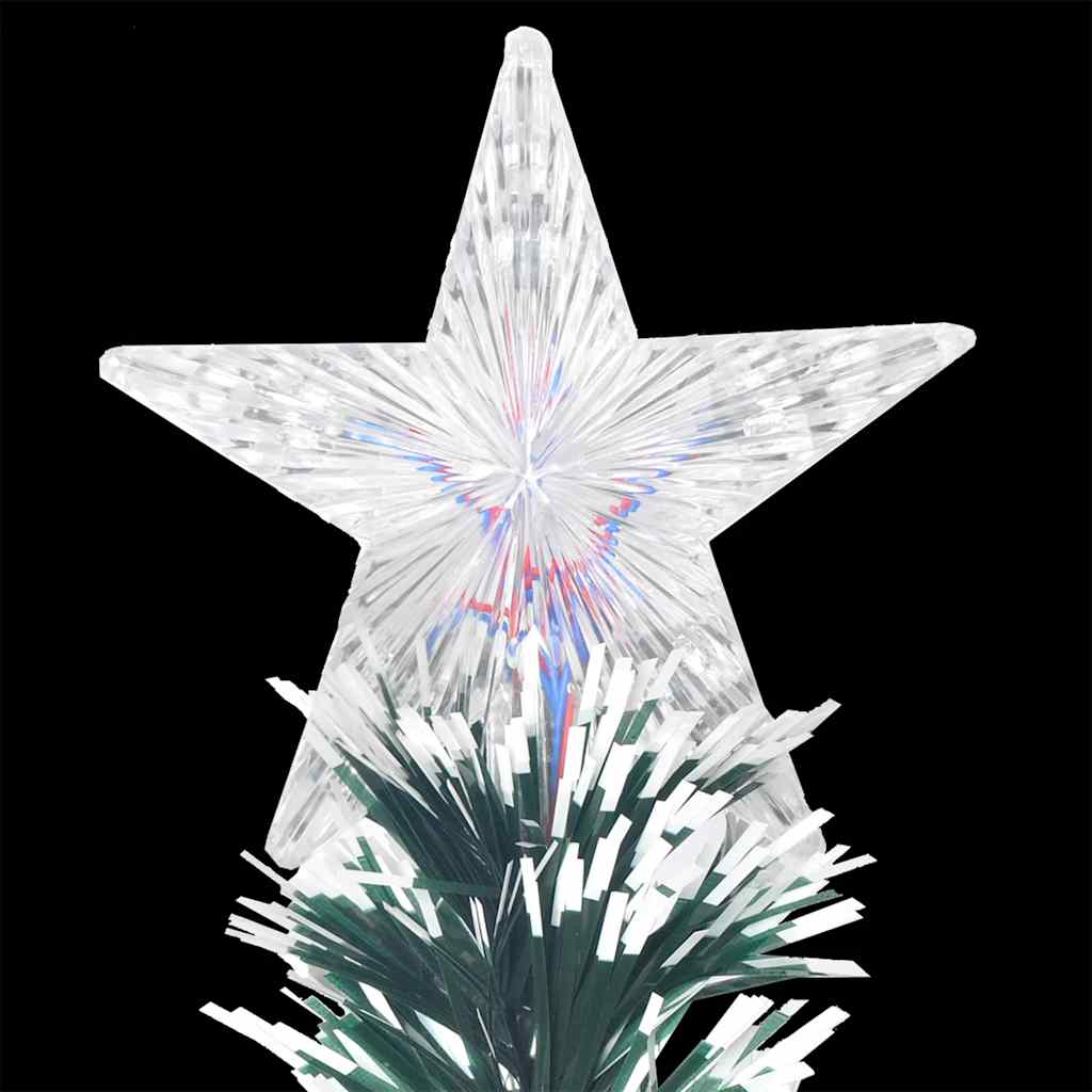 vidaXL Pre-lit Christmas Tree Green and White 150 cm Fibre Optic