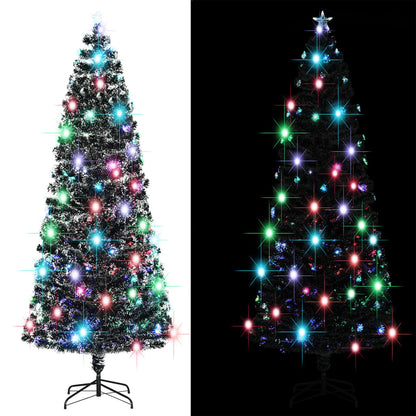 vidaXL Pre-lit Christmas Tree Green and White 240 cm Fibre Optic