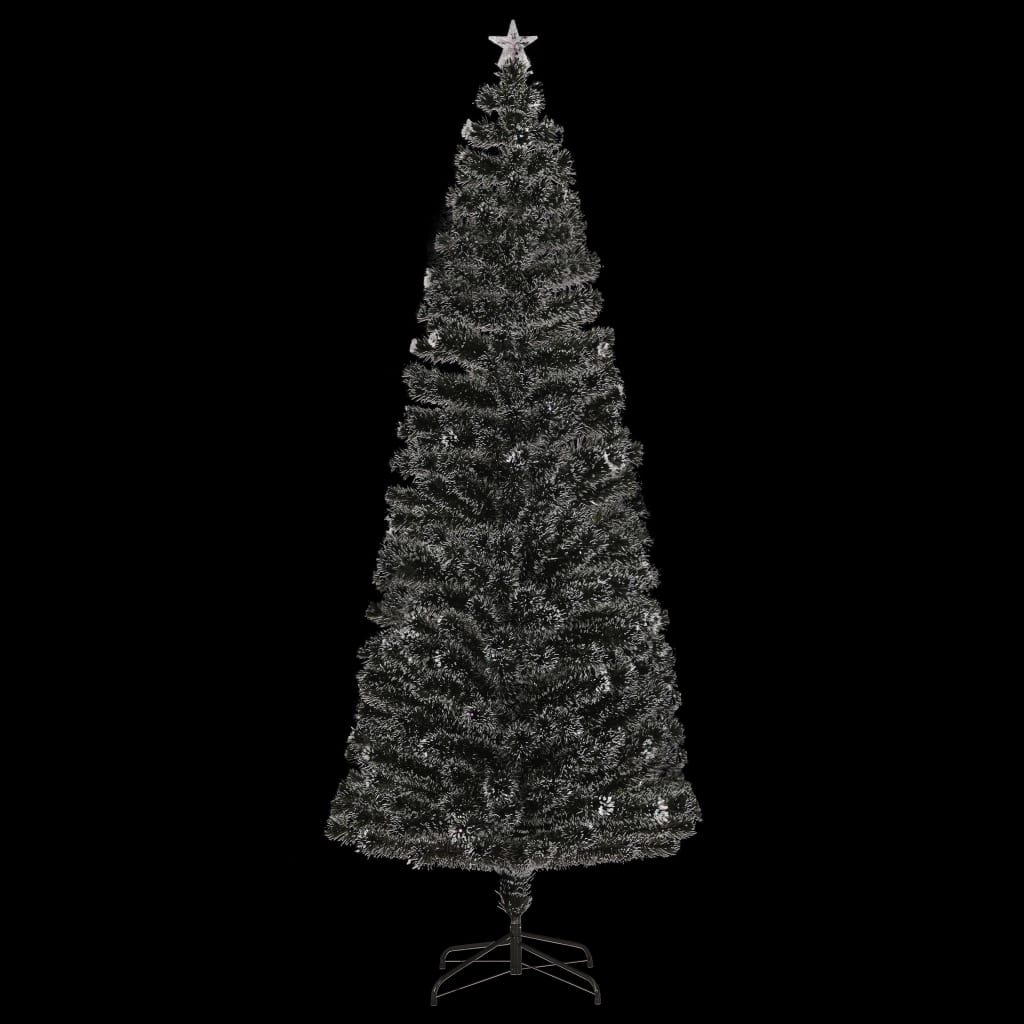 vidaXL Pre-lit Christmas Tree Green and White 240 cm Fibre Optic