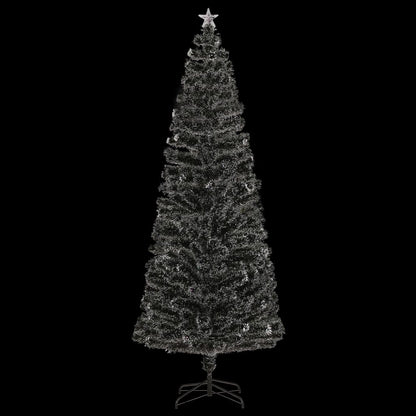 vidaXL Pre-lit Christmas Tree Green and White 240 cm Fibre Optic