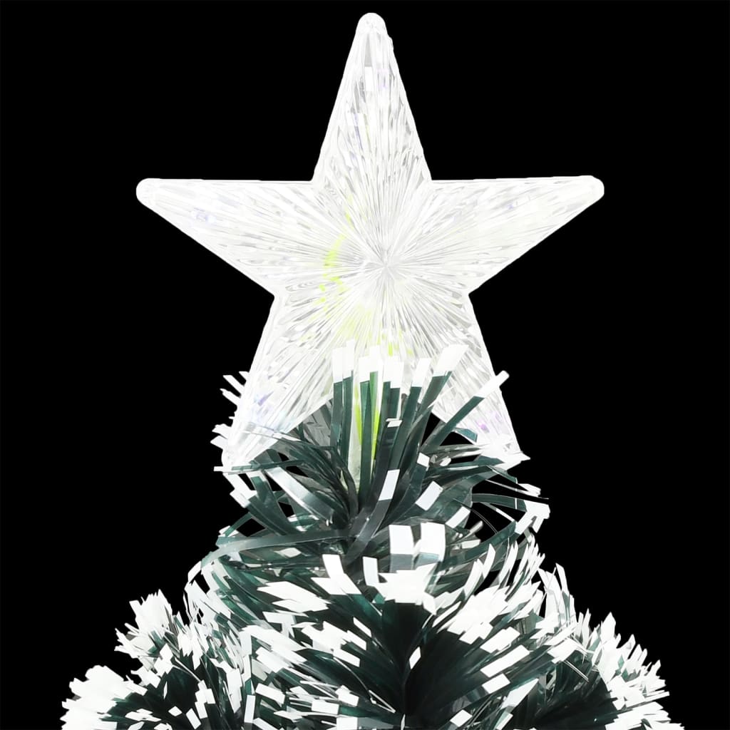 vidaXL Pre-lit Christmas Tree Green and White 240 cm Fibre Optic