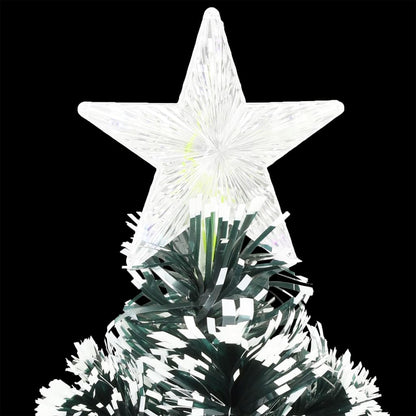 vidaXL Pre-lit Christmas Tree Green and White 240 cm Fibre Optic