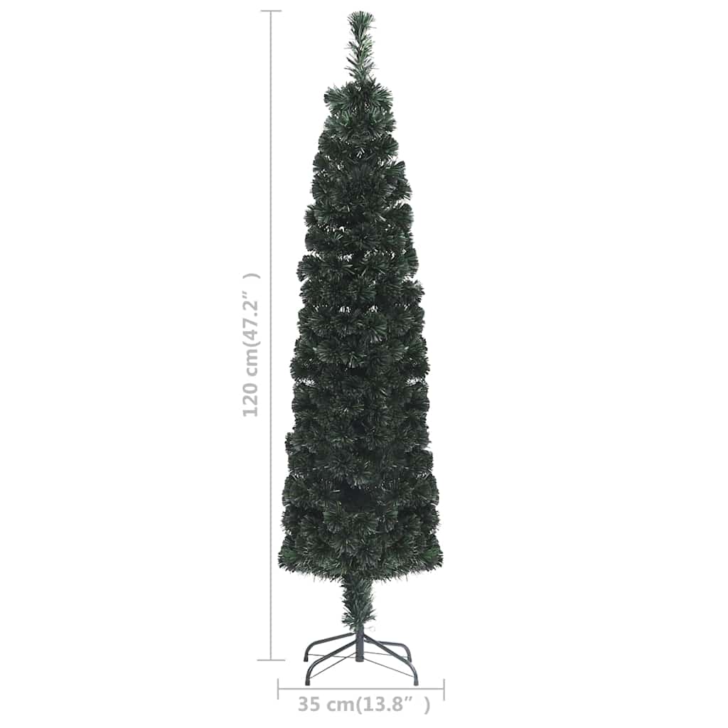vidaXL Artificial Slim Christmas Tree with Stand 120 cm Fibre Optic