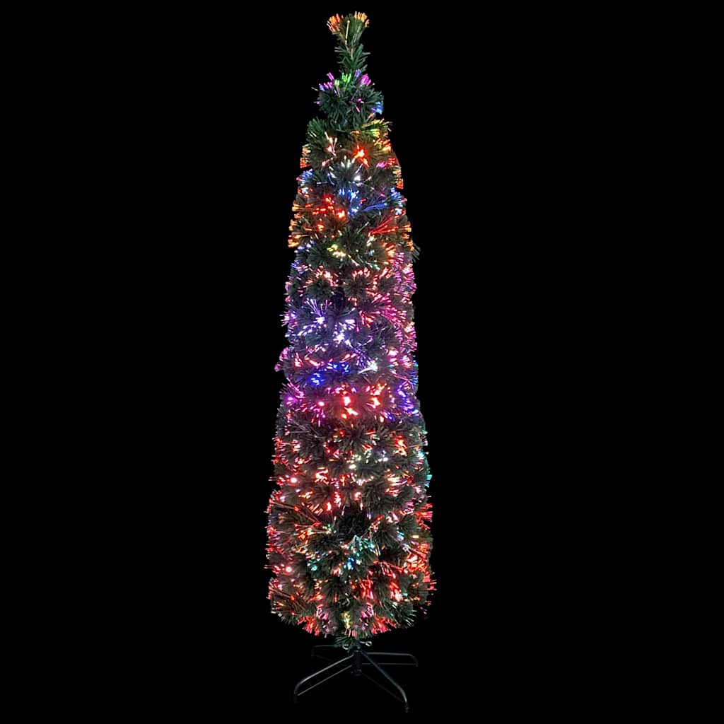 vidaXL Artificial Slim Christmas Tree with Stand 210 cm Fibre Optic