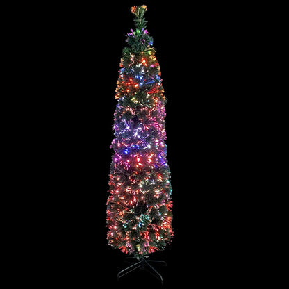 vidaXL Artificial Slim Christmas Tree with Stand 210 cm Fibre Optic