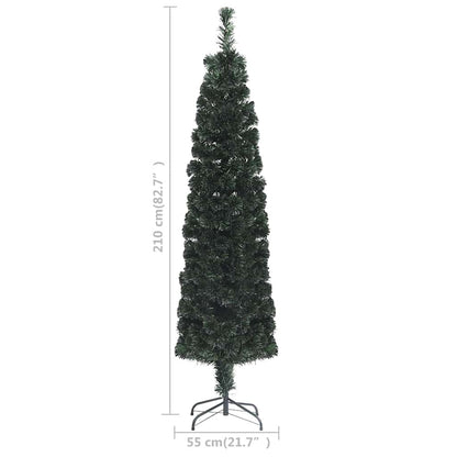 vidaXL Artificial Slim Christmas Tree with Stand 210 cm Fibre Optic