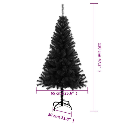 vidaXL Artificial Christmas Tree | Black | PVC, Steel | 120 cm Height