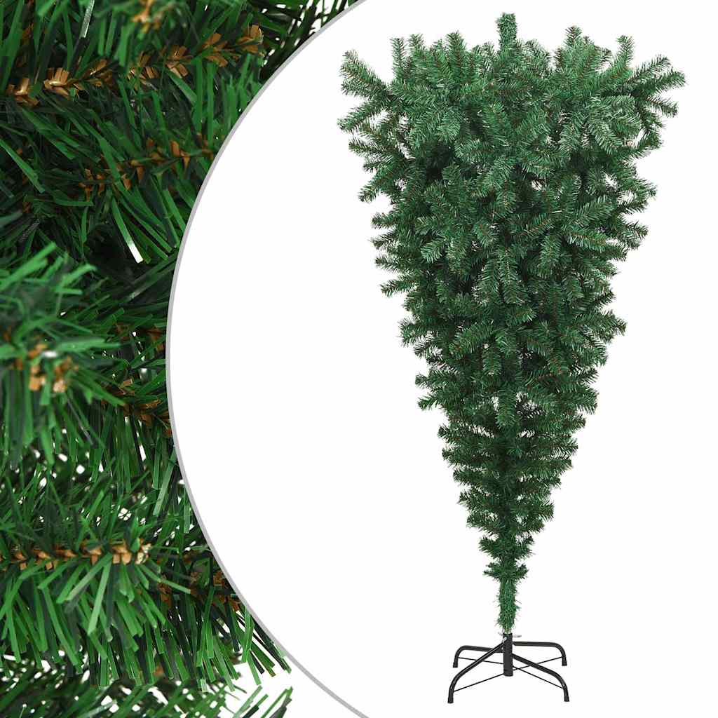 329174 vidaXL Upside-down Artificial Christmas Tree with Stand Green 180 cm