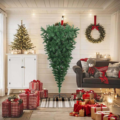 329174 vidaXL Upside-down Artificial Christmas Tree with Stand Green 180 cm