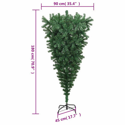 329174 vidaXL Upside-down Artificial Christmas Tree with Stand Green 180 cm