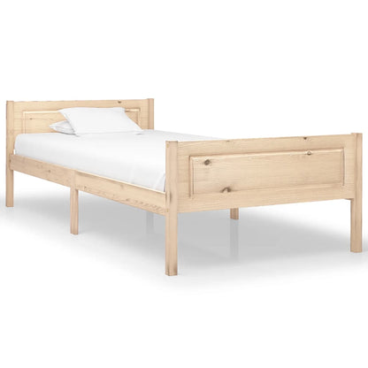 vidaXL Bed Frame | Natural Wood | Solid Pinewood, Plywood | 100x200 cm