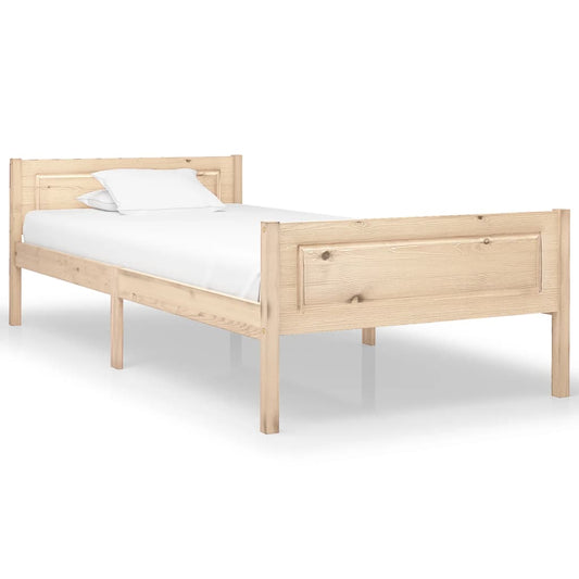 vidaXL Bed Frame | Natural Wood | Solid Pinewood, Plywood | 100x200 cm