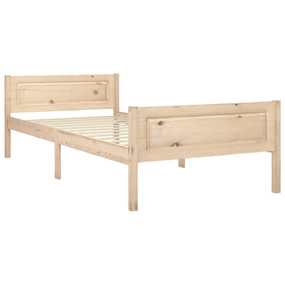 vidaXL Bed Frame | Natural Wood | Solid Pinewood, Plywood | 100x200 cm