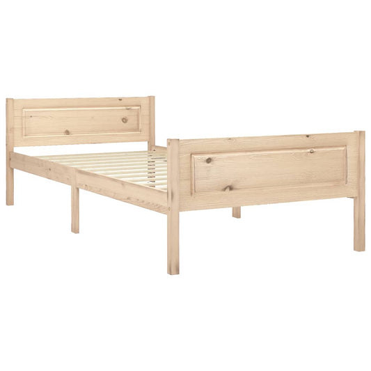 vidaXL Bed Frame | Natural Wood | Solid Pinewood, Plywood | 100x200 cm