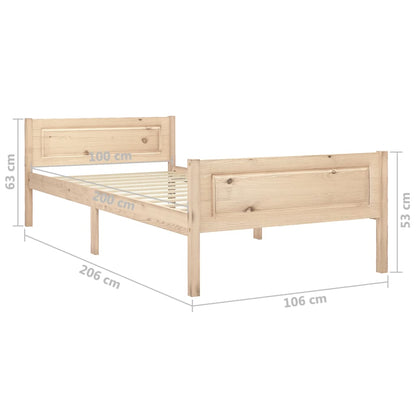 vidaXL Bed Frame | Natural Wood | Solid Pinewood, Plywood | 100x200 cm