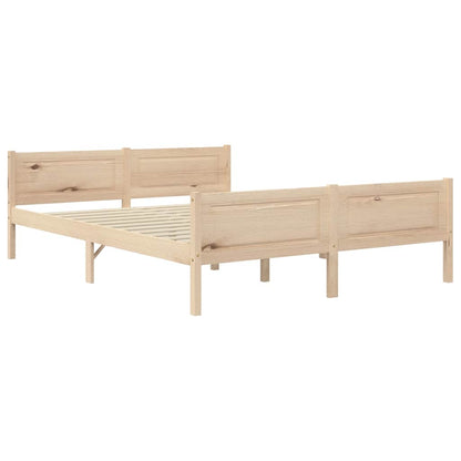 vidaXL Bed Frame | Natural Wood | Solid Pinewood, Plywood | Double