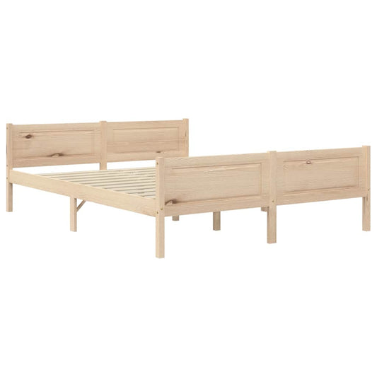 vidaXL Bed Frame | Natural Wood | Solid Pinewood, Plywood | Double