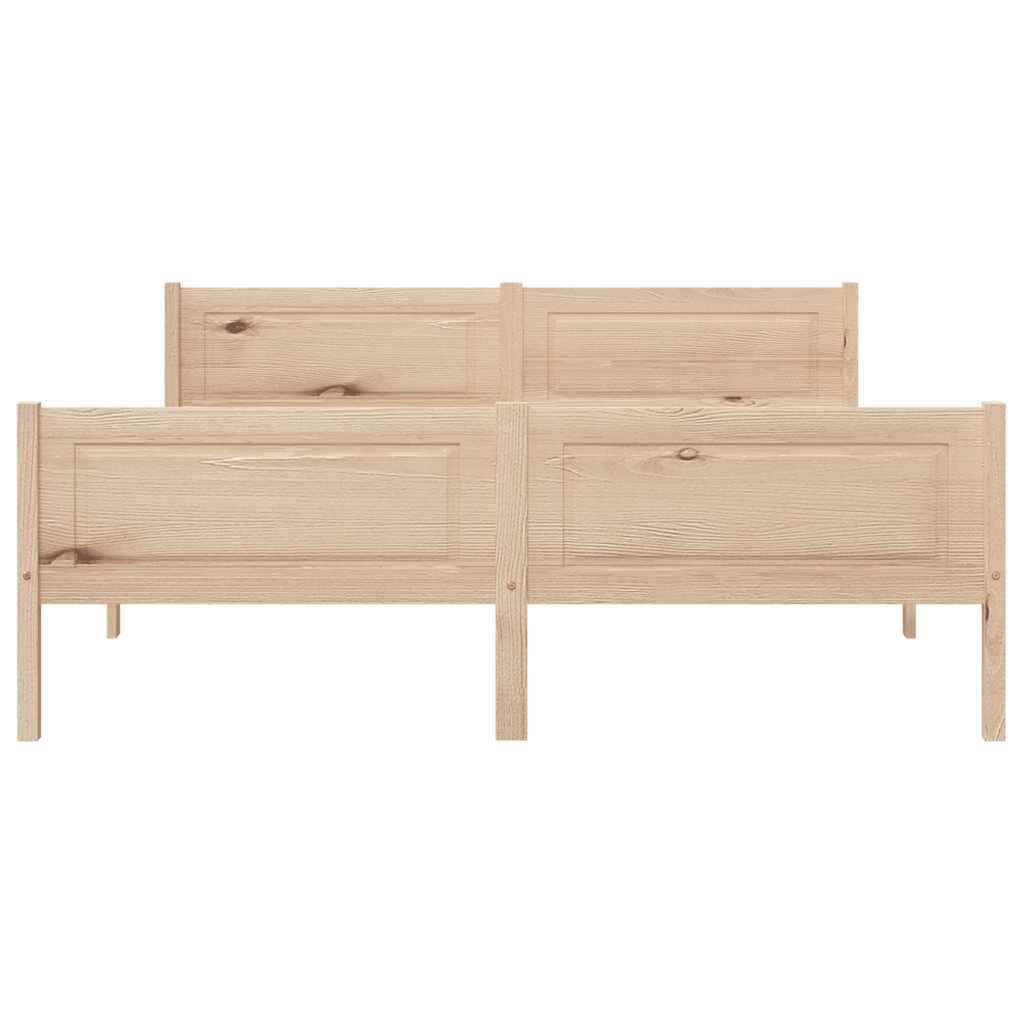 vidaXL Bed Frame | Natural Wood | Solid Pinewood, Plywood | Double