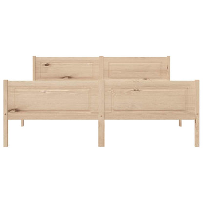 vidaXL Bed Frame | Natural Wood | Solid Pinewood, Plywood | Double