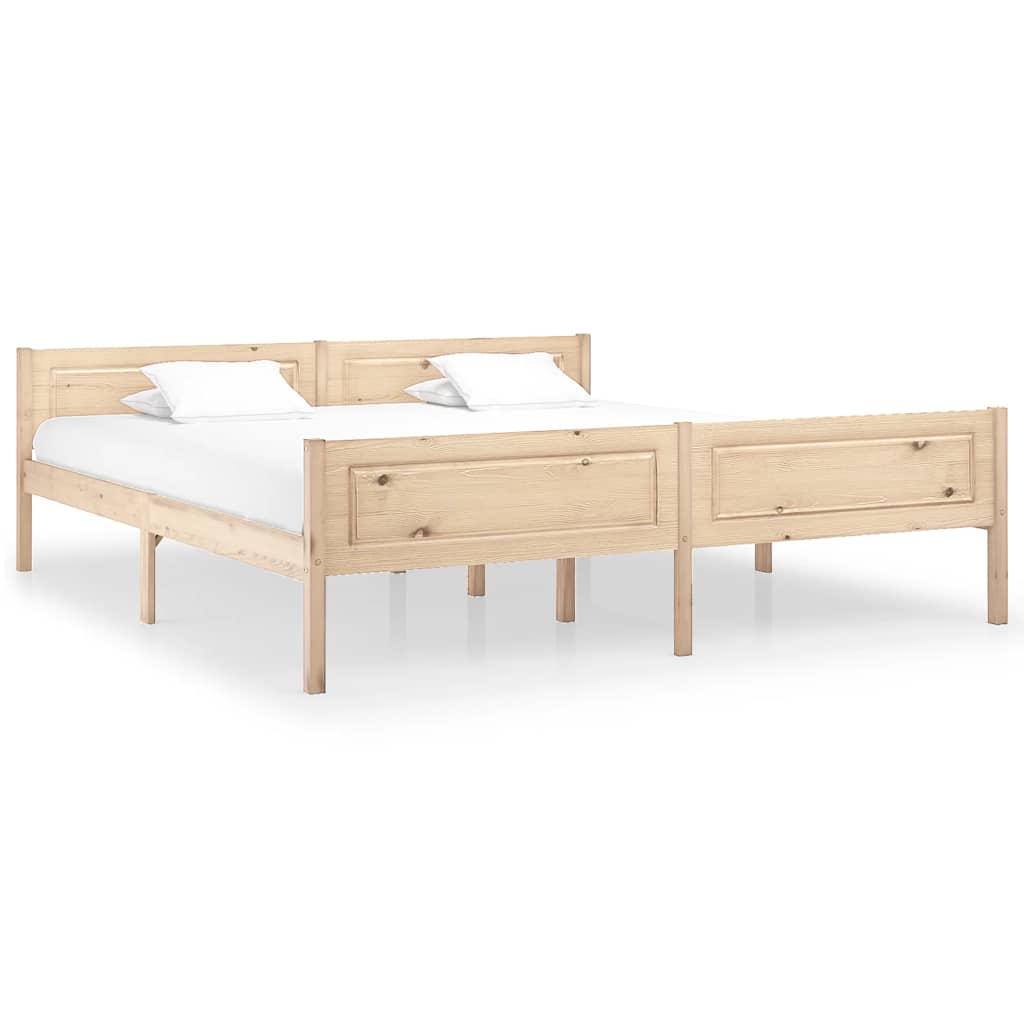 vidaXL Bed Frame | Natural Wood | Solid pine wood, plywood | Super King