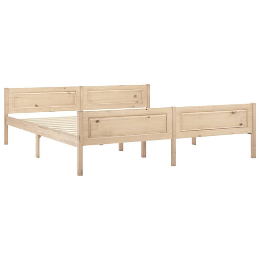 vidaXL Bed Frame | Natural Wood | Solid pine wood, plywood | Super King