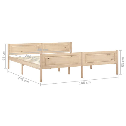 vidaXL Bed Frame | Natural Wood | Solid pine wood, plywood | Super King