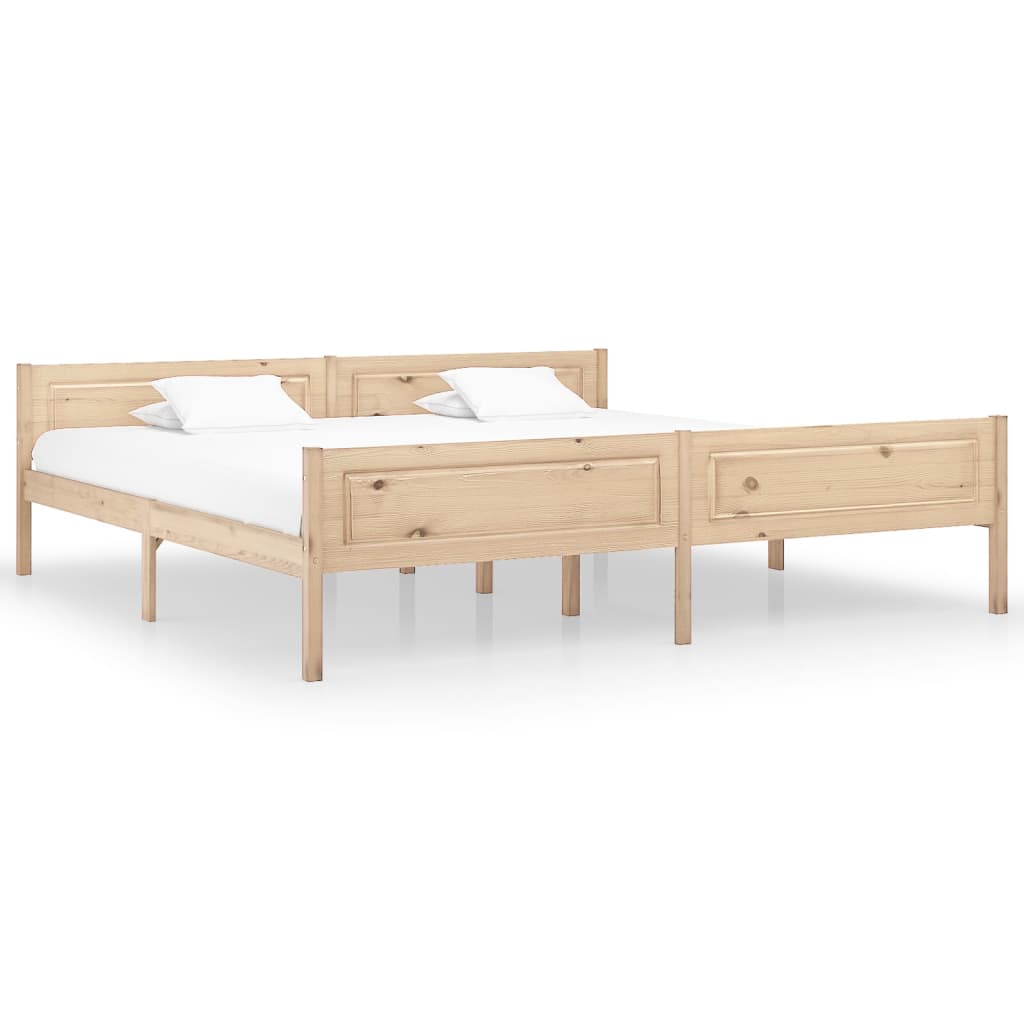 vidaXL Bed Frame | Natural Pine | Solid pinewood, plywood slats | Double