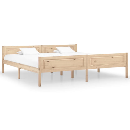 vidaXL Bed Frame | Natural Pine | Solid pinewood, plywood slats | Double
