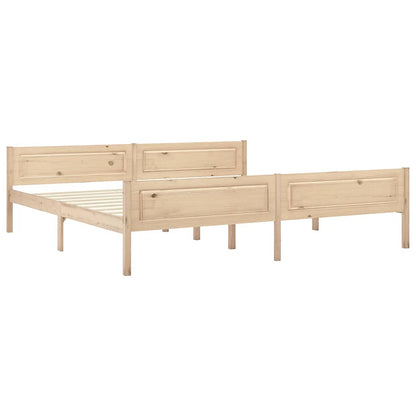 vidaXL Bed Frame | Natural Pine | Solid pinewood, plywood slats | Double