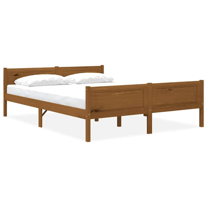 vidaXL Bed Frame | Honey brown | Solid pinewood, plywood | Double