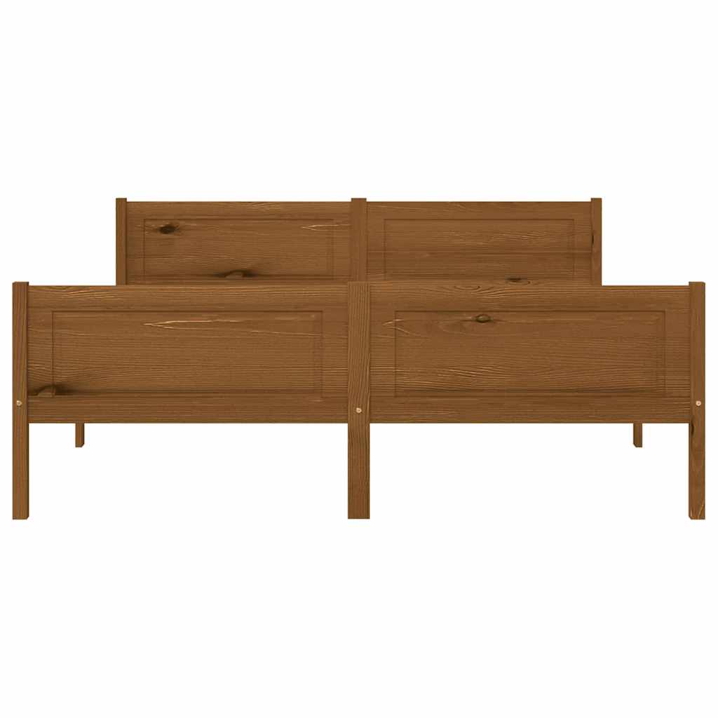 vidaXL Bed Frame | Honey brown | Solid pinewood, plywood | Double