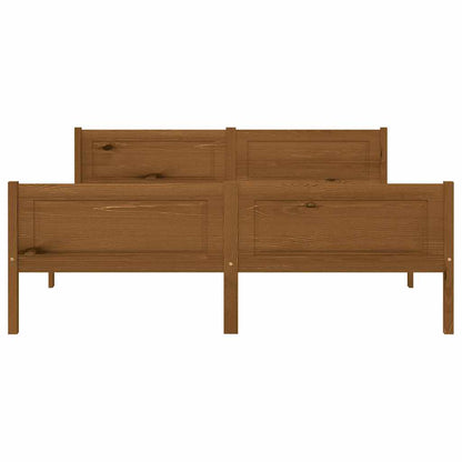 vidaXL Bed Frame | Honey brown | Solid pinewood, plywood | Double