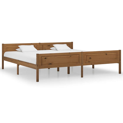 vidaXL Bed Frame | Honey Brown | Solid Pine Wood, Plywood | Double | Bed Frame