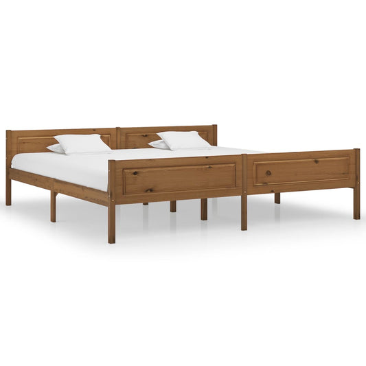 vidaXL Bed Frame | Honey Brown | Solid Pine Wood, Plywood | Double | Bed Frame