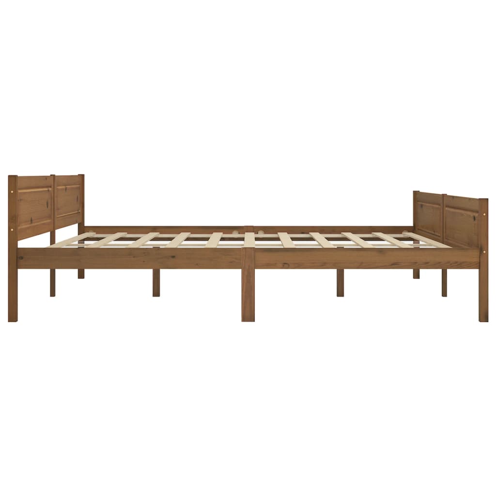 vidaXL Bed Frame | Honey Brown | Solid Pine Wood, Plywood | Double | Bed Frame