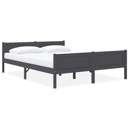 vidaXL Bed Frame | Grey | Solid pinewood, plywood | Double | Durable | Bed Frame