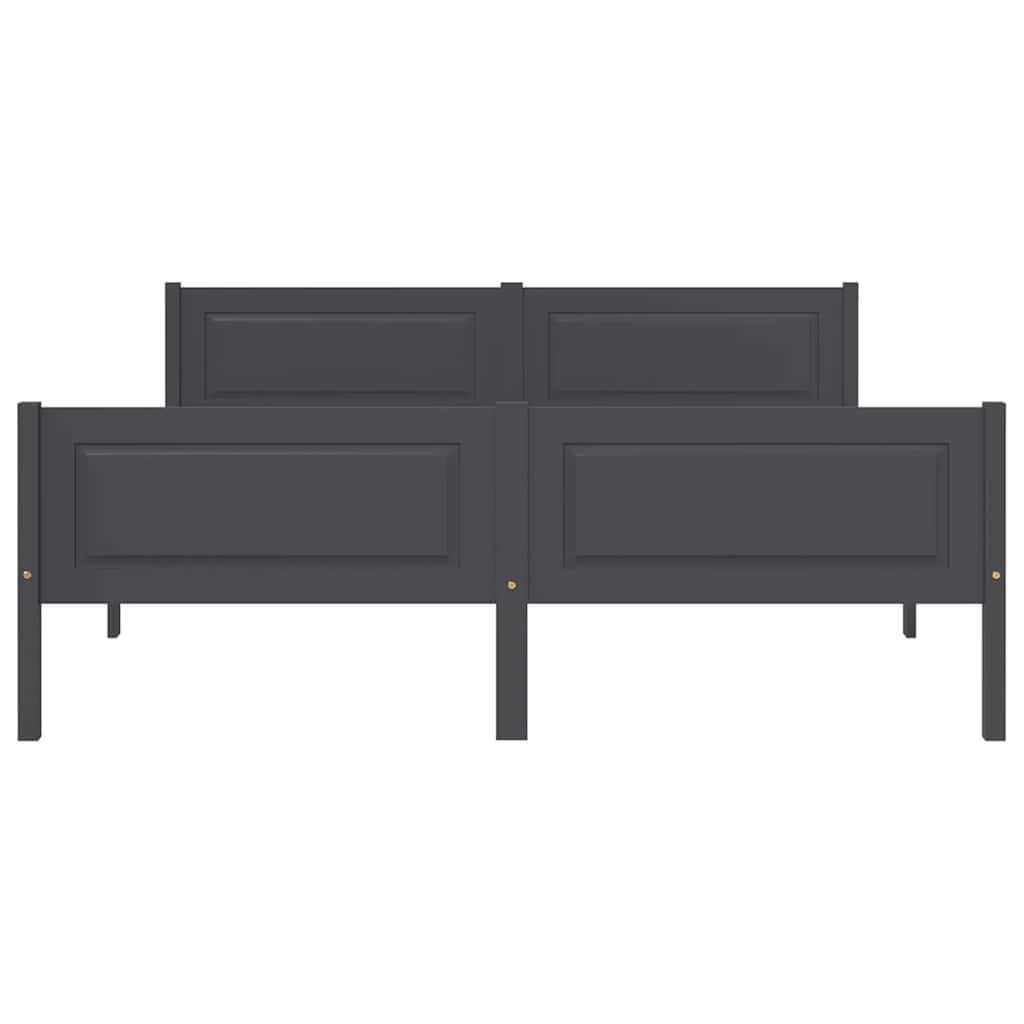 vidaXL Bed Frame | Grey | Solid pinewood, plywood | Double | Durable | Bed Frame