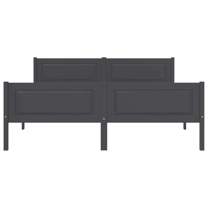 vidaXL Bed Frame | Grey | Solid pinewood, plywood | Double | Durable | Bed Frame