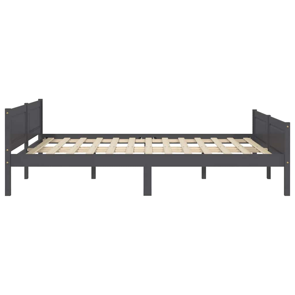 vidaXL Bed Frame | Grey | Solid pinewood, plywood | Double | Durable | Bed Frame