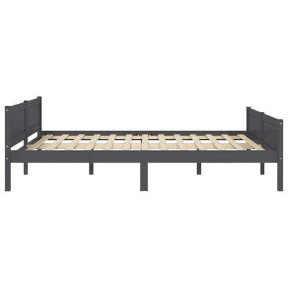vidaXL Bed Frame | Grey | Solid pinewood, plywood | Double | Durable | Bed Frame