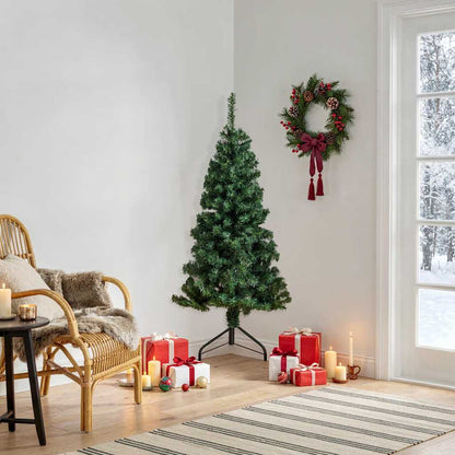 vidaXL Corner Artificial Christmas Tree Green 120 cm PVC